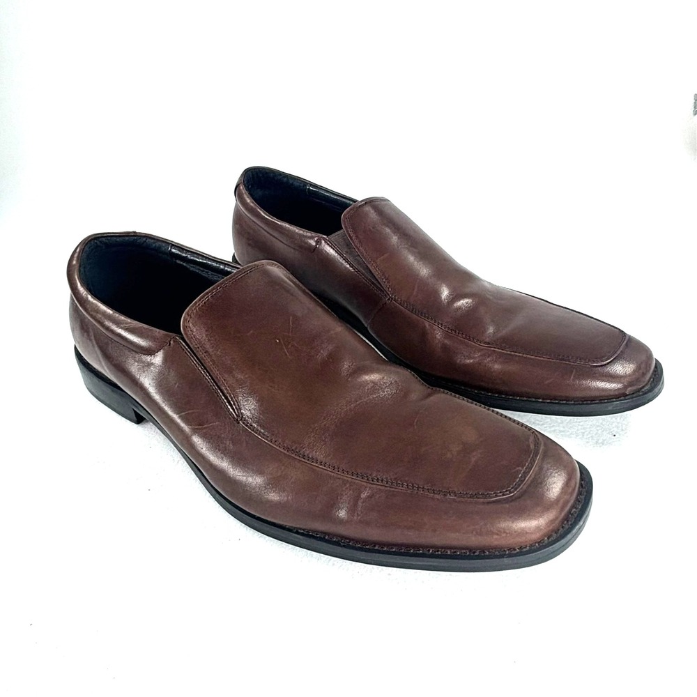 ASTON GREY Brown Leather Slip-On Loafers Mens US Size 13 Old Money Classic